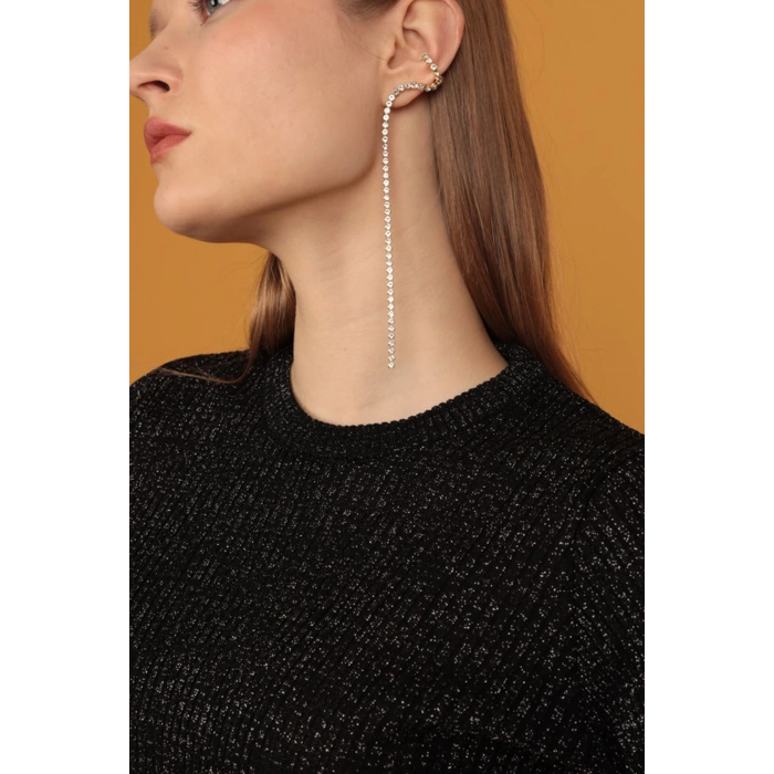 Simli Triko Kadın Etek-Siyah