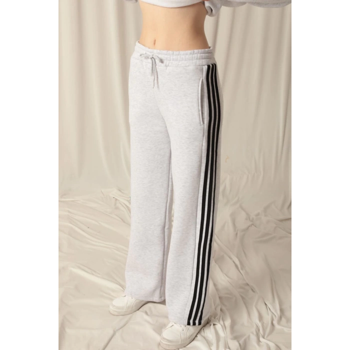 Üç İplik Biyeli Kadın Açık Gri Eşofman