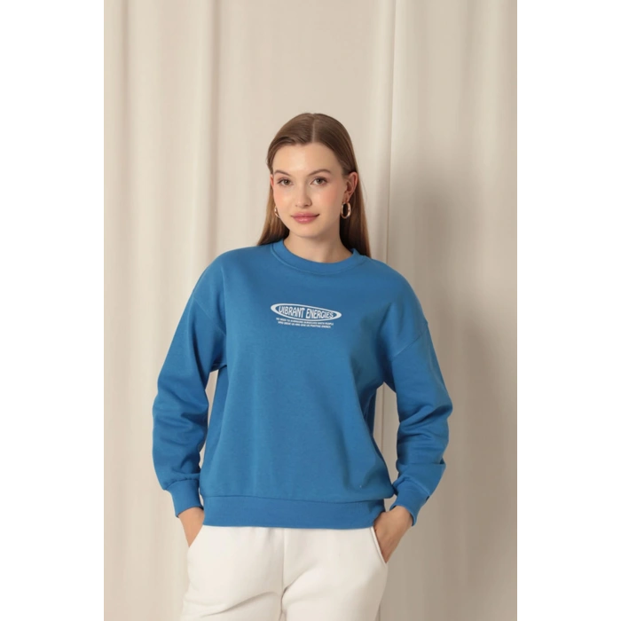 Üç İplik Uıbrant Energıes Baskılı Kadın Mavi Sweat
