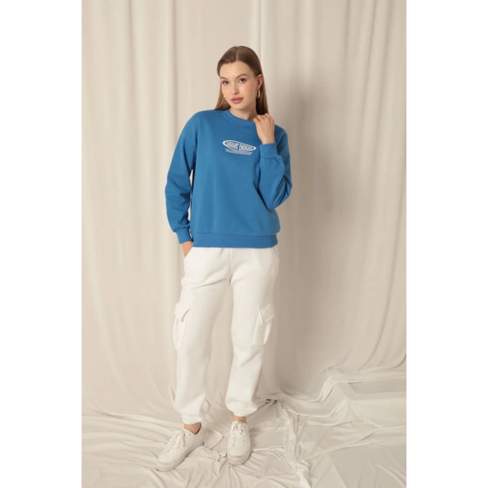 Üç İplik Uıbrant Energıes Baskılı Kadın Mavi Sweat