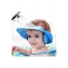 Bebek Banyo Şapkası Düğmeli Kulaklıklı Mavi
