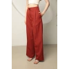 Atlas Kumaş Kadın Palazzo Pantolon-Kiremit