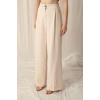 Atlas Kumaş Palazzo Kadın Bej Pantolon