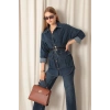 Denim Kumaş Cep Detay Kadın Lacivert Kot Ceket