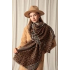 Etnik Desenli Kadın Kahve Şal