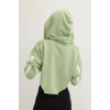 Kapşonlu Yan Dekolteli Sweat Yeşil - P-019669