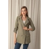 Melanj Keten Kumaş Kadın Haki Ceket