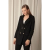 Melanj Keten Kumaş Kadın Siyah Ceket