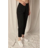 Modal Kumaş Çimalı Bol Paça Siyah Pantolon
