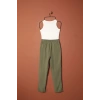 Modal Kumaş Duble Paça Kadın Pantolon-Haki