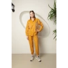 Parlak Kumaş Kadın Takım-Hardal