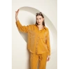 Parlak Kumaş Kadın Takım-Hardal