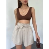 Rahat Kesim Beli Büzgülü Cepli Şort