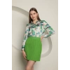 Triko Kadın Pileli Etek-Yeşil