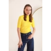 Triko Kumaş Balıkçı Fitilli Kadın  Bluz-Sarı