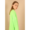 Triko Kumaş Şal Yaka Uzun Kadın Hırka-Neon Yeşil