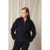 Üç İplik Dik Yaka Yarım Fermuarlı Kadın Lacivert Sweat