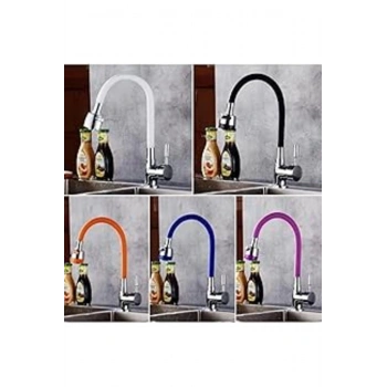 Oynar Başlıklı Spiral Renkli Kubar Bo, Mutfak Esnek Musluk Borusu Silikon Musluk Başlığı