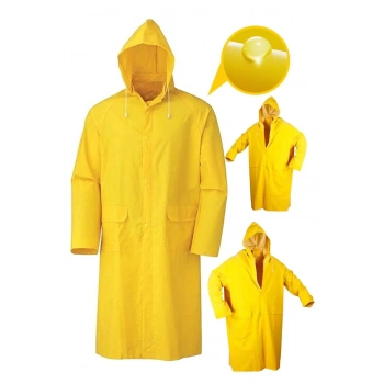 Unisex Sarı Pvc Yağmurluk Xxl Çıtçıtlı Model Kalın