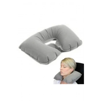 Şişme Seyahat Yastığı Gri Lacivert