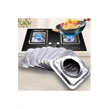 10 Adet Yeniden Kullanılabilir Kalın Alüminyum Folyo Ocak Fırın Gaz Kapağı Koruyucu Yağ Geçirmez