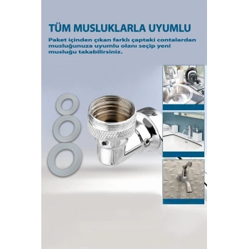 Robot Musluk Ucu 2 Püskürtme Özelliği Hijyen Filtreli Mutfak Banyo Lavabo Musluğu Oynar Başlıklı