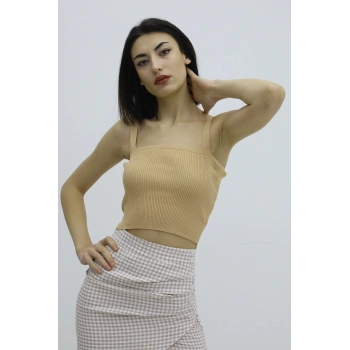 Askılı Triko Büstiyer Vizon - P-019917