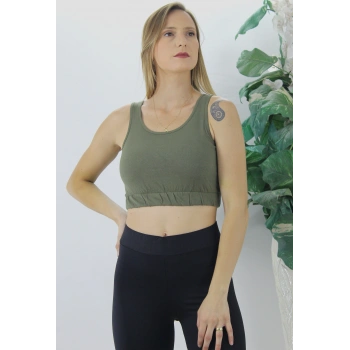 Beli Lastikli Crop Haki - Lks2907.022