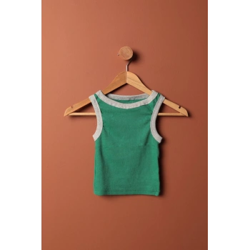 Kaşkorse Kumaş Halter Yaka Kadın Bluz-Yeşil