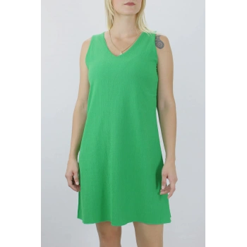 Krinkıl V Yaka Elbise Yeşil - 128.275.