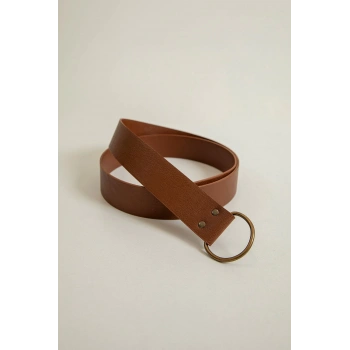 Küçük Oval Tokalı Kadın Kemer-Taba