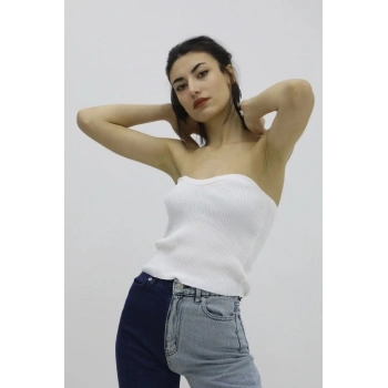 Likralı Triko Büstiyer Ekru - P-019895