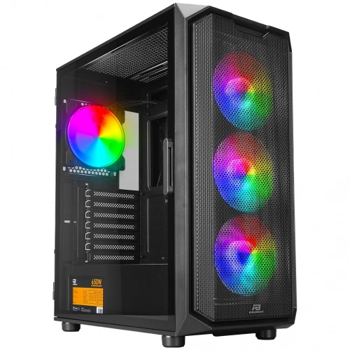 PowerBoost VK-K521B 650w 80+ USB 3.0 ATX Mesh Ring RGB fan siyah Kasa