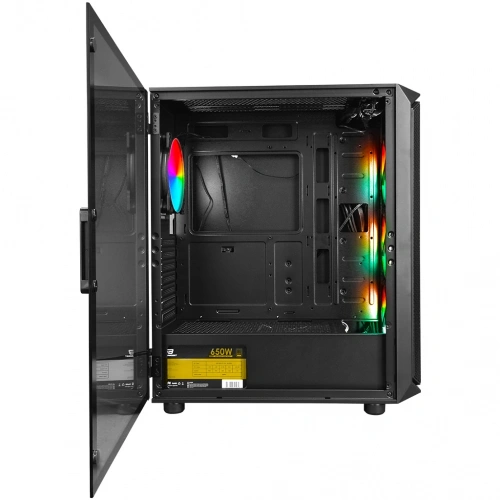 PowerBoost VK-K521B 650w 80+ USB 3.0 ATX Mesh Ring RGB fan siyah Kasa