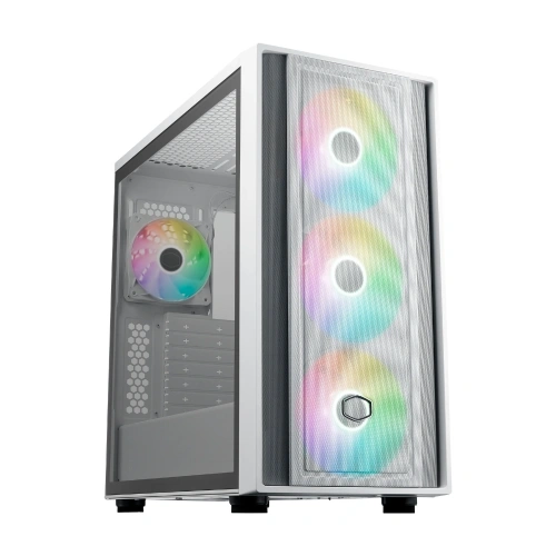 CM MasterBox 600 TG Mesh Beyaz ARGB 3x14cm Fanı, Normal ve Back-Connect Anakart Destekli ATX Kasa