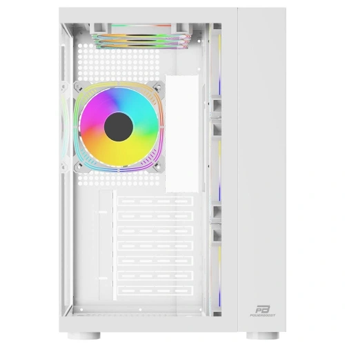 PowerBoost PB-SS02W Sea View USB 3.0, ATX 7 x ARGB Fanlı, Beyaz Kasa (PSU Yok)