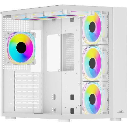 PowerBoost PB-SS02W Sea View USB 3.0, ATX 7 x ARGB Fanlı, Beyaz Kasa (PSU Yok)