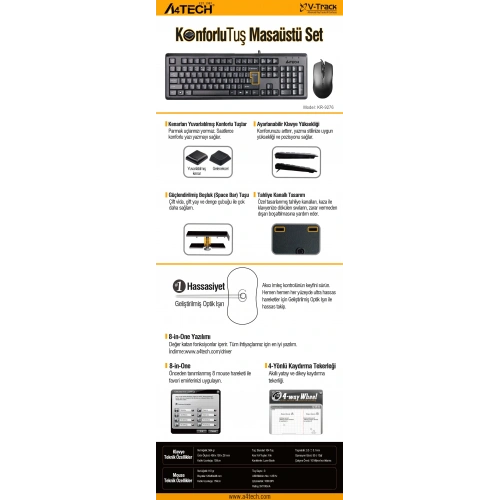 A4 TECH KR-9276 Q USB STANDART KLAVYE+OPTİK MOUSE