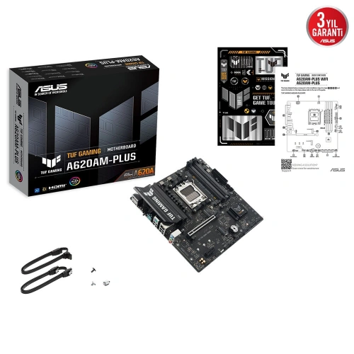 ASUS TUF GAMING A620AM-PLUS 7600MHZ(OC) DDR5 2xDP HDMI ÇİFT M2 USB3.2 AURA RGB 2.5GBİT LAN mATX