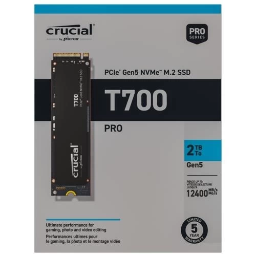 Crucial T700 2TB SSD Gen5 NVMe M.2 CT2000T700SSD3