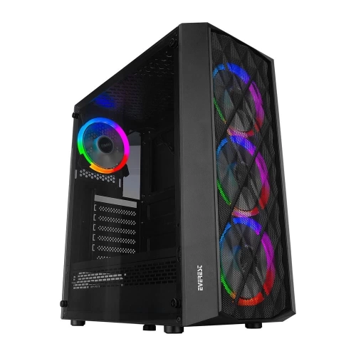 EVEREST BUMPY 4*12CM RGB FAN 600W APFC TEMPERED CAMLI ATX MİD-T GAMİNG OYUNCU KASASI