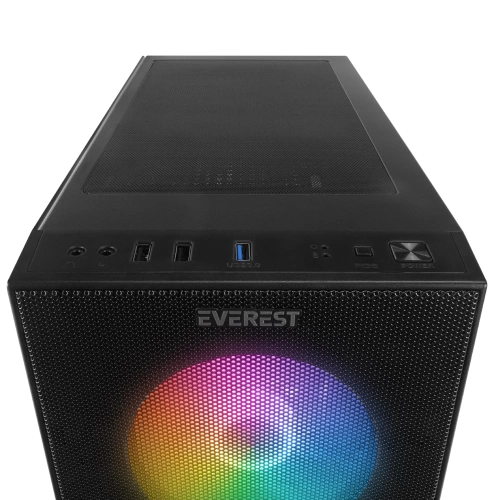 EVEREST FACED V5 MESH 600W TEMPERLİ CAMLI 4X12CM SABİT RAİNBOW FANLI ATX MİD-T GAMİNG OYUNCU KASASI