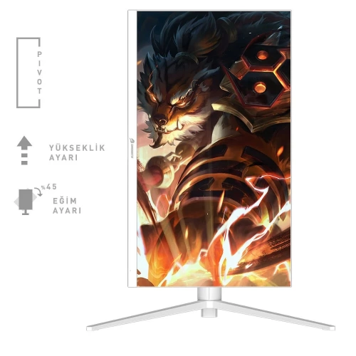 GAMEBOOSTER GB-2718FFW 27165HZ 0.5MS SS IPS FHD 1XHDMI 2.0 , 1*DP OYNAR AYAK BEYAZ GAMİNG MONİTÖR