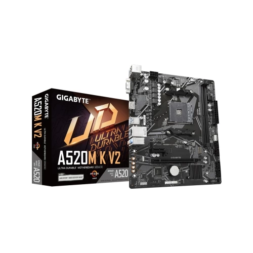 Gigabyte A520M-K V2 DDR4 5100MHz PCI-E Gen3 M.2 USB 3.2 VGA HDMI mATX AM4 Anakart