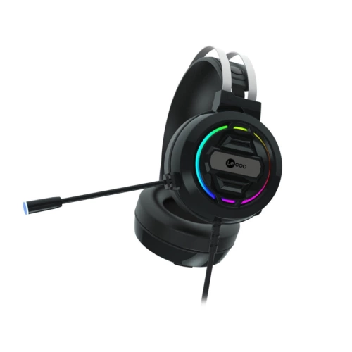 LECOO HT401 KABLOLU 3.5MM JACK + USB KULAK ÜSTÜ RGB LED AYDINLATMALI GAMİNG KULAKLIK SİYAH