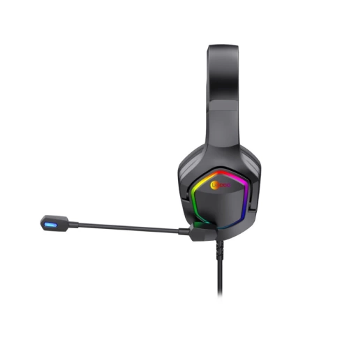 LECOO HT403 3.5MM JACK + USB KABLOLU KULAK ÜSTÜ RGB AYDINLATMALI GAMİNG KULAKLIK SİYAH