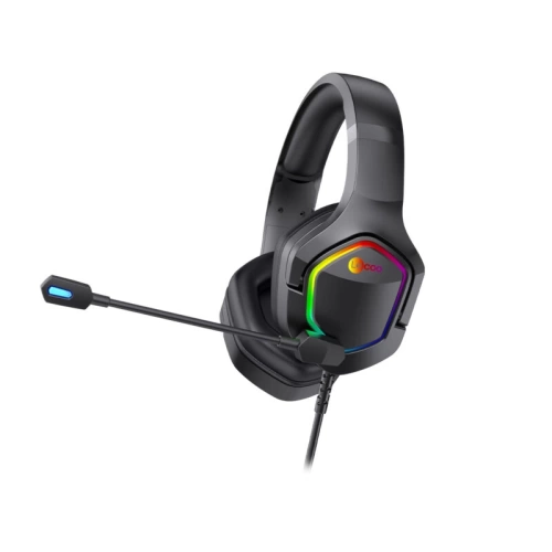 LECOO HT403 USB KABLOLU RGB AYDINLATMALI MİKROFONLU KULAK ÜSTÜ GAMİNG KULAKLIK SİYAH