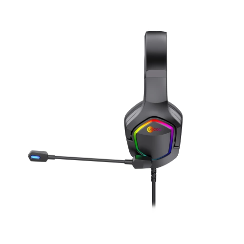 LECOO HT403 USB KABLOLU RGB AYDINLATMALI MİKROFONLU KULAK ÜSTÜ GAMİNG KULAKLIK SİYAH