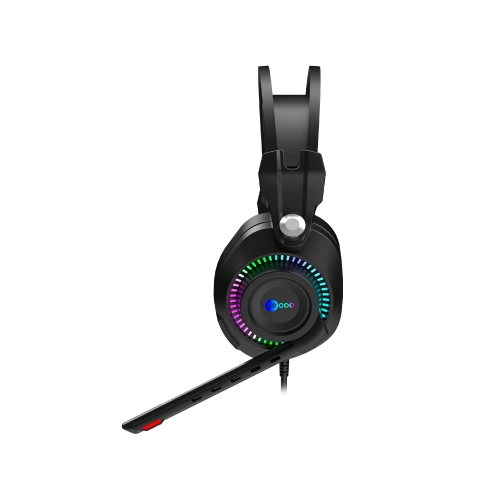 LECOO HT405 3.5MM JACK + USB KABLOLU RGB AYDINLATMALI KULAK ÜSTÜ GAMİNG KULAKLIK SİYAH