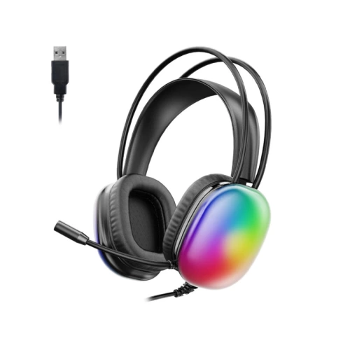 LECOO HT409 KULAK ÜSTÜ USB2.0 RGB LED AYDINLATMALI KABLOLU GAMİNG KULAKLIK SİYAH